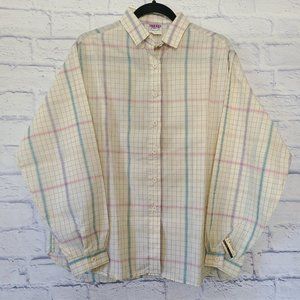 Vintage Garan Marita Long Sleeved Shirt Women's Size 16 Made in USA Plaid NWT